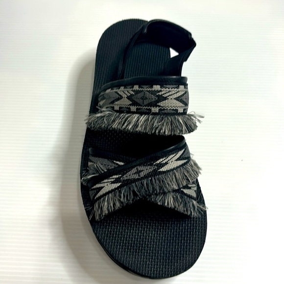 Free People x Teva Ceres Flatform Fringe Stappy Sandal Black boho size 9 - Picture 7 of 10